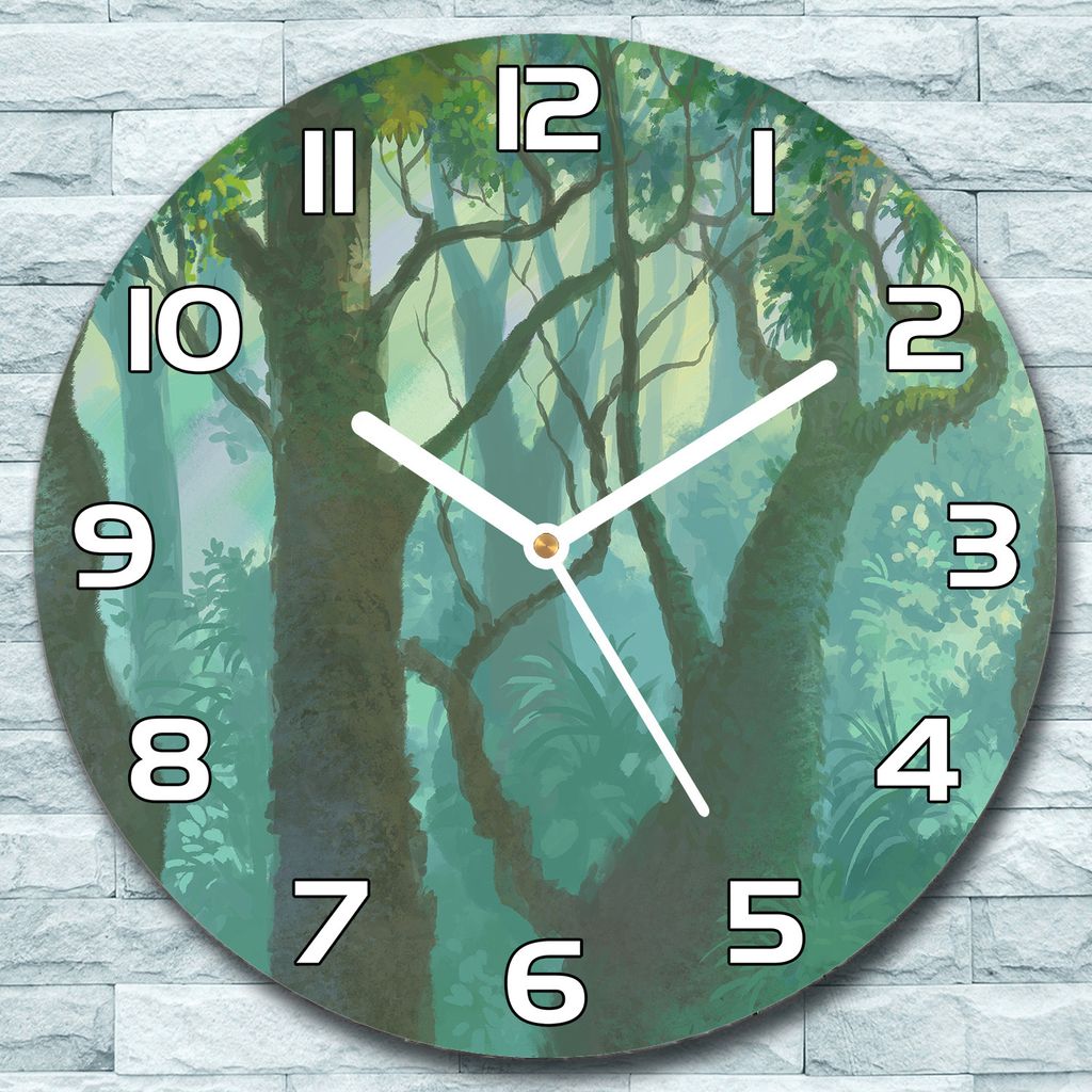 Wanduhr aus Glas Rund fi 30 Innenansicht Wald Quarz Deko Schlafzimmer Büro