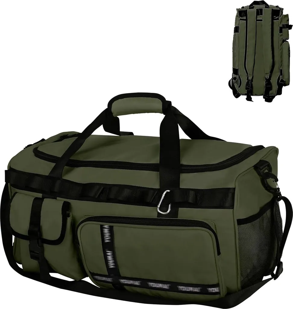 LONHCHI Borsone da Viaggio 65L - Borsa Weekender con Tasca Bagnata