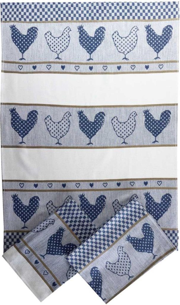 Extra saugfähiges Handtuch 50x70 cm Hühner blau 3 Stk. Produktbild 