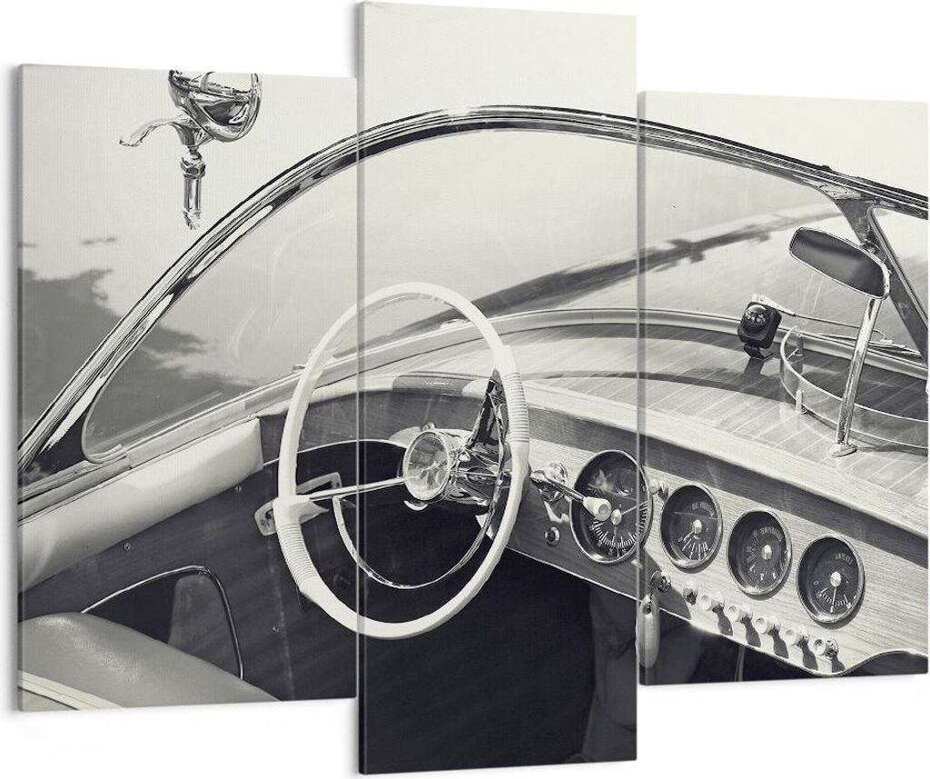 Bild auf Leinwand - Leinwandbild - 3 Teile - Luxus Boot Schwarz und Weiß - 130x100cm - Wand Bild - Wanddeko - Wandbilder - Leinwanddruck - Bilder ...