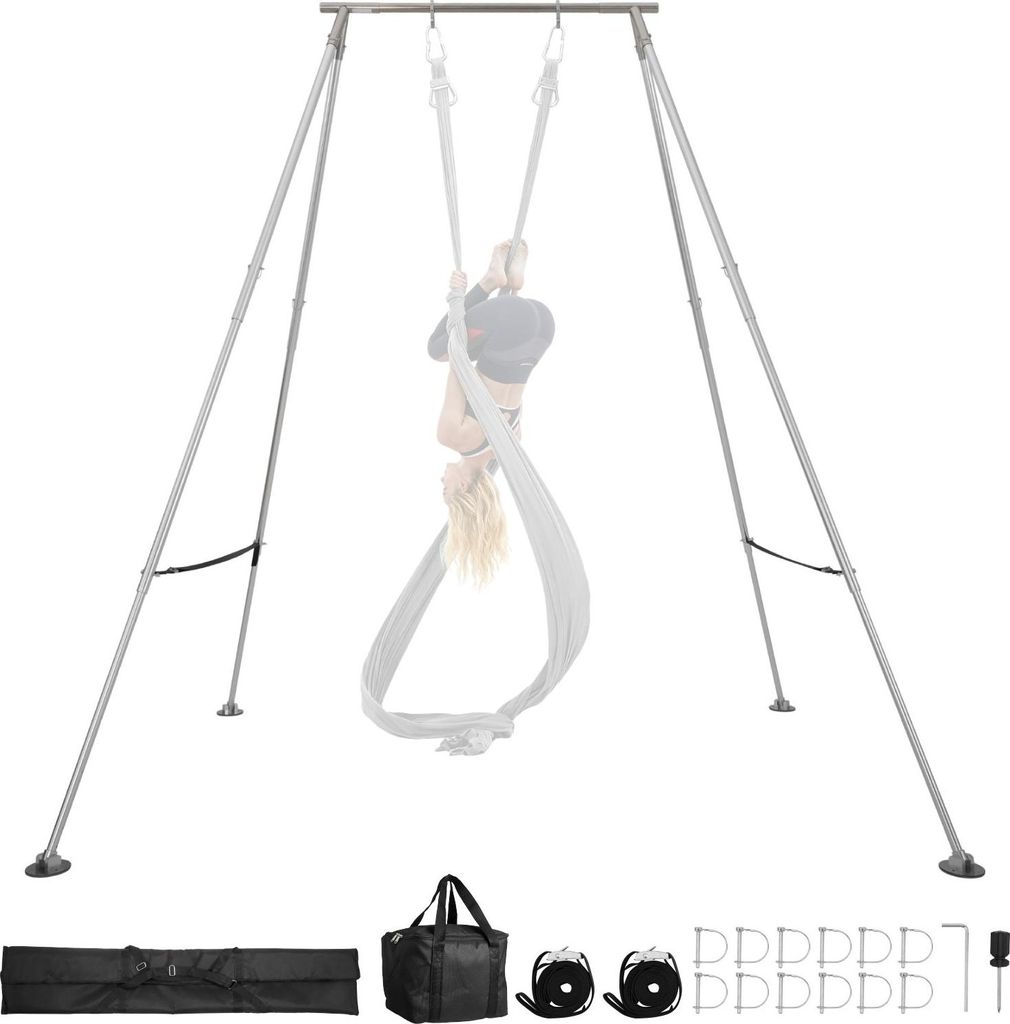 Aerial Yoga Gestell - Freistehender Ständer - Tragkraft 140,6 kg - Höhenverstellbar - Dreiecksstruktur aus Aluminium - Für Yoga-Schaukel/Luftsei...