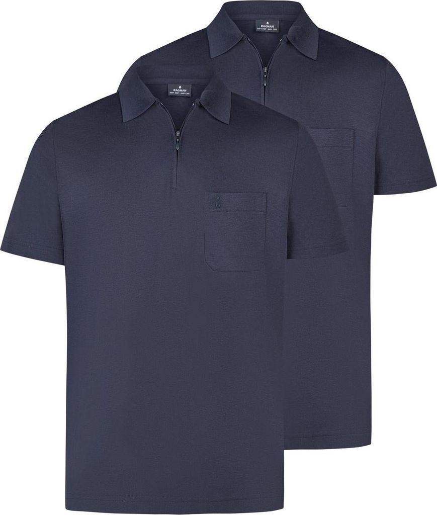 RAGMAN 2er Pack Basic Poloshirt Klassischer Polokragen mit Reißverschluss, Dezente Logostickerei auf Brusthöhe, Weiches Material mit angenehmem T...