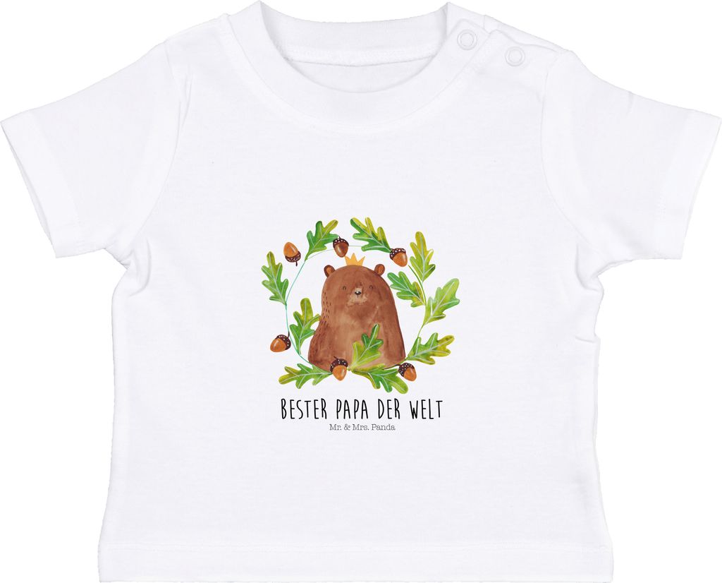 Mr. & Mrs. Panda T-Shirt Bär König 6. - 12. Monat - Weiß - Geschenk, Vatertag, Organic Baby Shirt, Kinder Top, Vater, Papa, Teddy, Daddy, Dad, B...