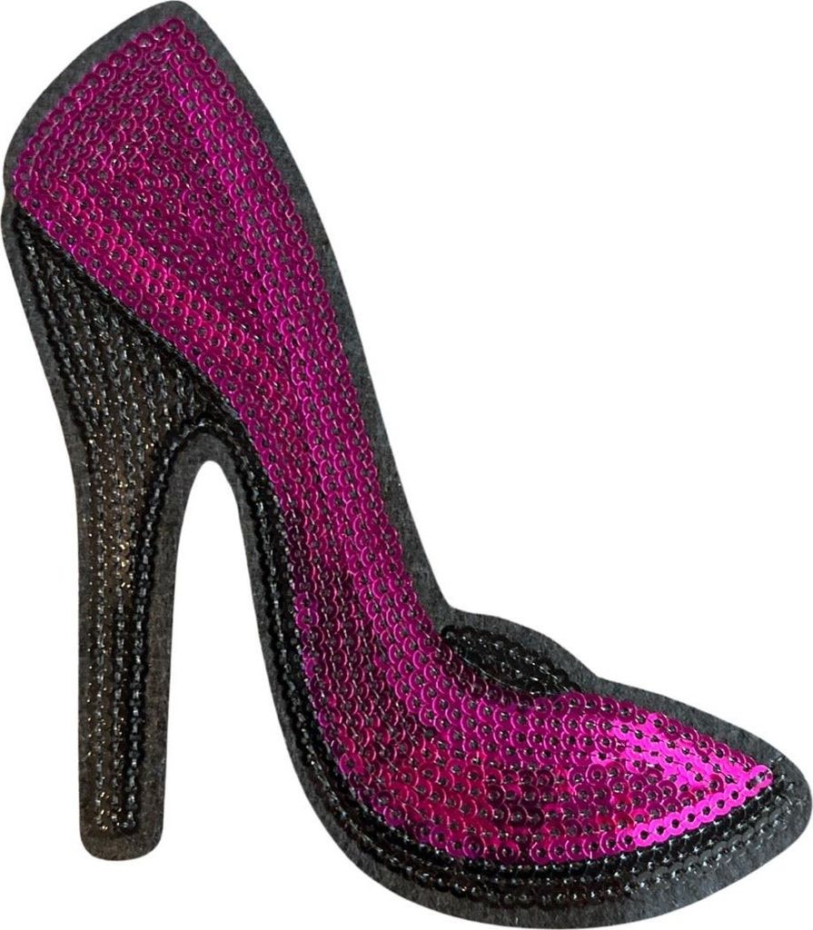 Pump-Stiletto-Absatz, rosa Pailletten-Emblem-Aufnäher zum Aufbügeln