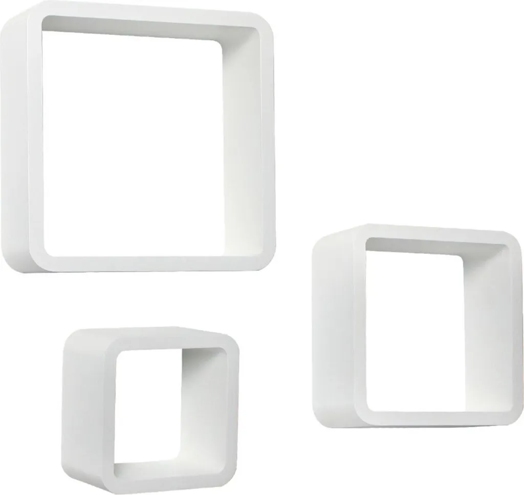Étagère photo Cube blanche en MDF - Set de 3 étagères murales robustes