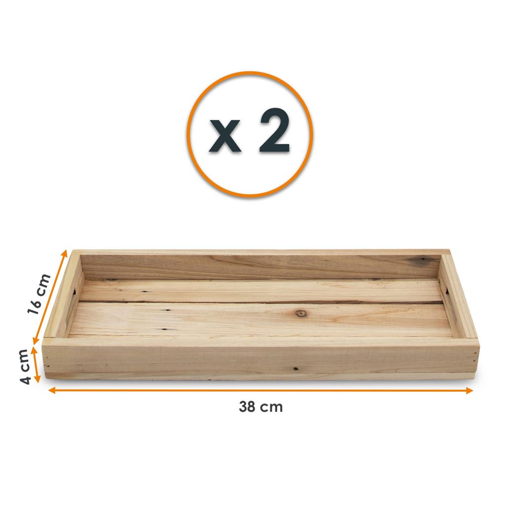 Holz Kerzentablett natur mit Rand 2er Set