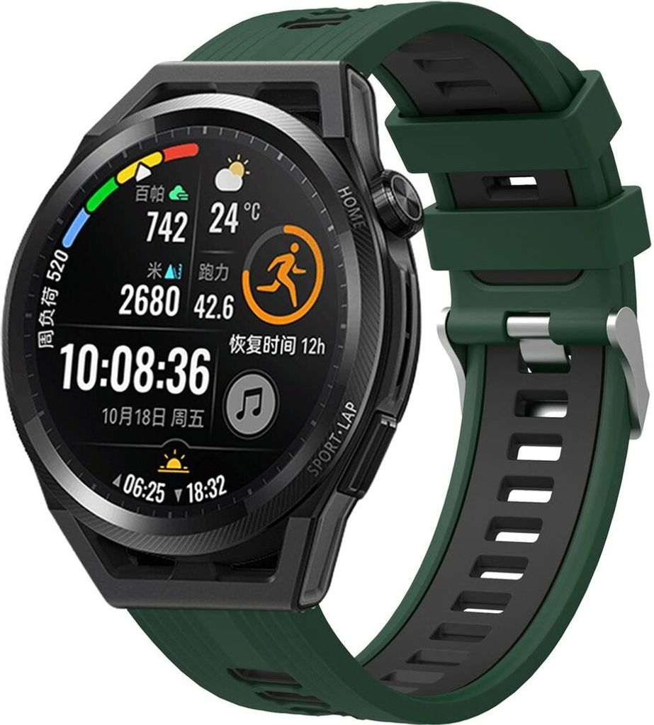 Sport Ersatz Armband für Huawei Watch GT 3 42mm Silikon Band Loop, Farbe:Dunkelgrün