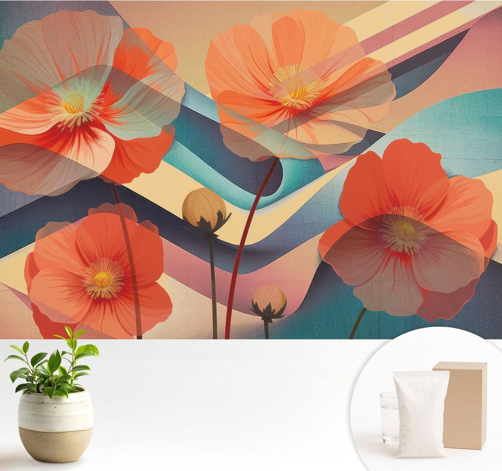 Fototapete - 104x70 cm - Tapete - Wandtapete - Wandbilder - Dekofolie - Tapete Folie - Wand - Dekoration - Wohnzimmer - Blumen der Sinne