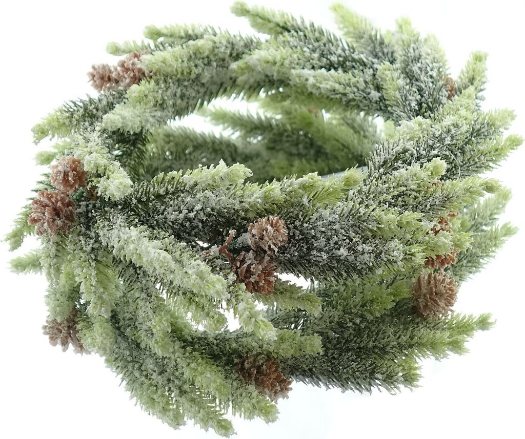 Weihnachtskranz Fichte mit Zapfen & Schnee 25 cm - Kunstblumen