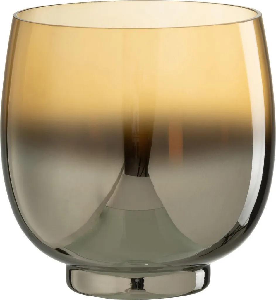 Photophore Moyen J-Line Verre Fumé Jaune Argenté - Décoration Ø 13 cm
