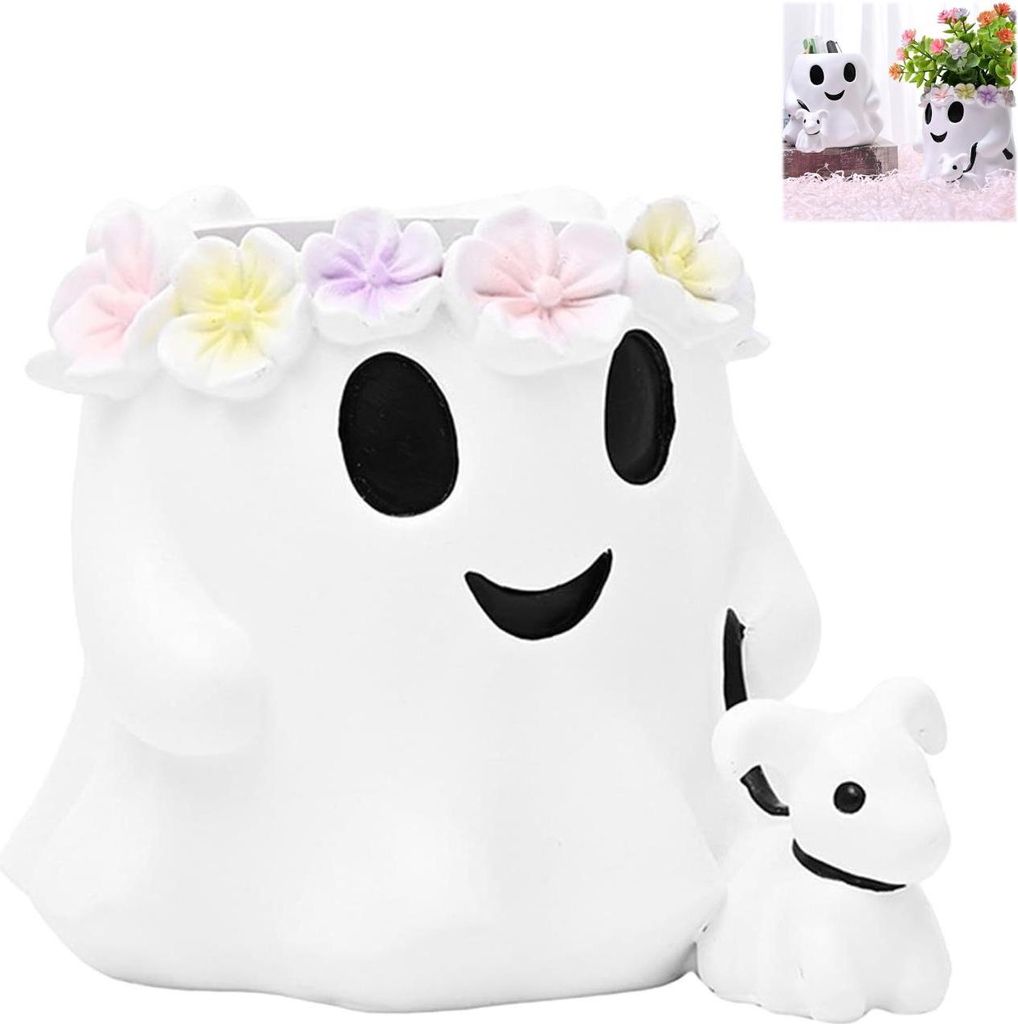 Geisterschalen-Dekor, Geister-Design mit ziehendem Hund, Halloween-Aufbewahrung auf dem Schreibtisch, Halloween-Geistereimer, Damenstil