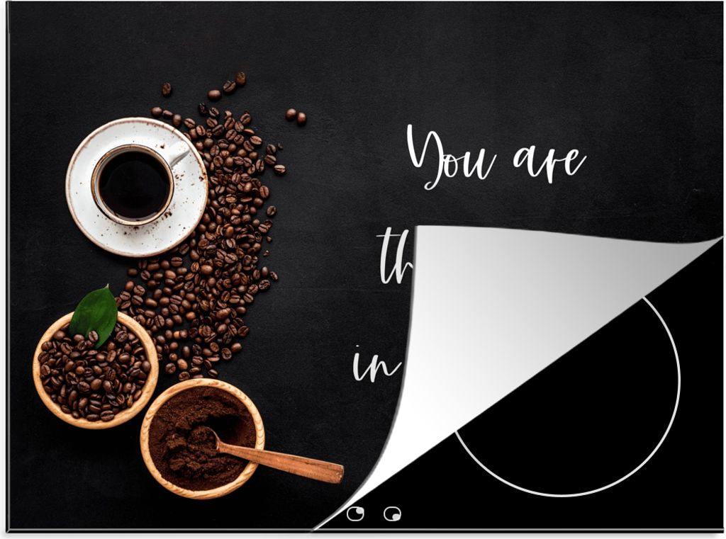 KitchenYeah Herdabdeckplatte Sprichwörter - Zitate - Du bist die Sahne in meinem Kaffee - Liebe - Kaffee , 70x52cm, Küche Deko, Glaskeramikfeld...