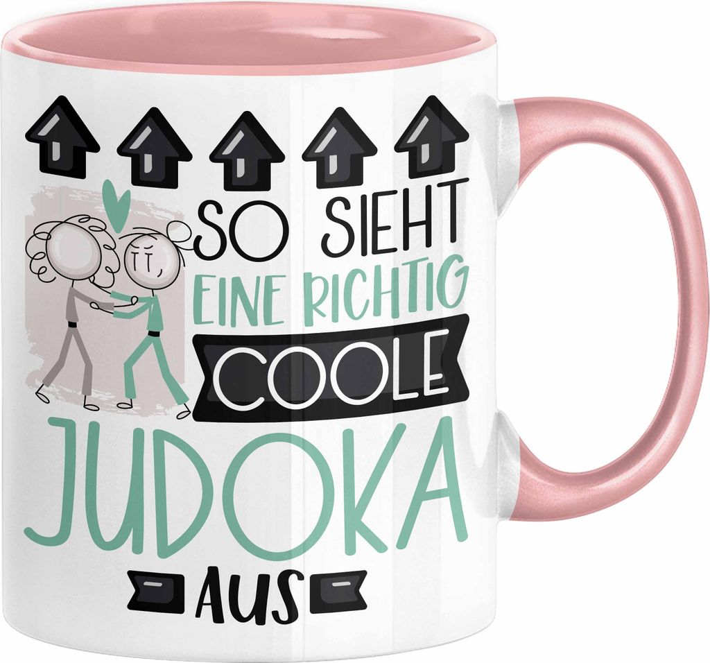 Judoka Geschenk Tasse Geschenkidee für Judoka Geburtstag Weihnachten Spruch So Sieht Eine Richtig Coole Judoka Aus Kaffee-Becher (Rosa)