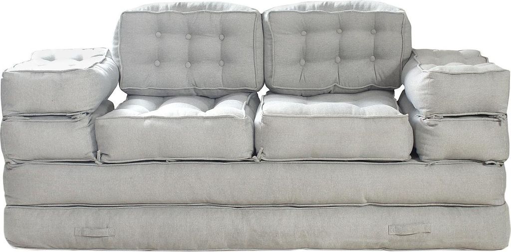 Modulares ausklappbares Sofa aus grauem Stoff DILAKO