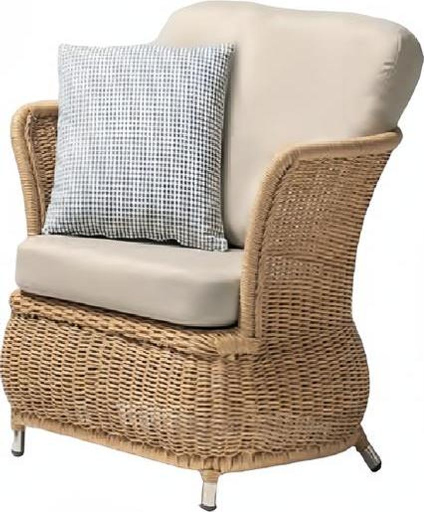 Sessel Luxus Beige Design Couch Sofa Relax Hochwertig Rattan Polster Sitzer