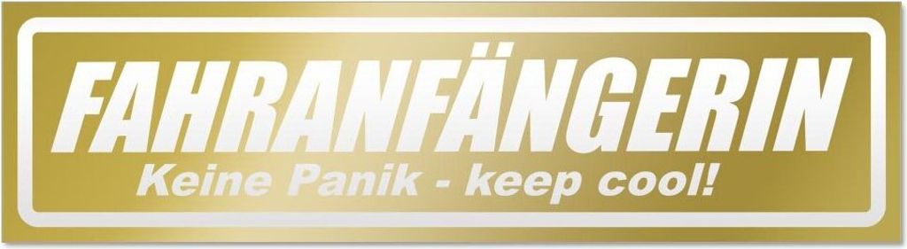Kiwistar Fahranfängerin invertiert Magnetschild Schild magnetisch - 60cm Gold - Magnetfolie für Auto PKW Kfz