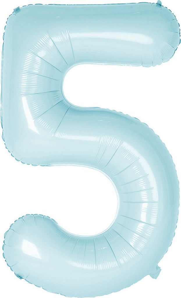 Oblique Unique Folien Luftballon mit Zahl 5 für Kinder Geburtstag Junge Jungen Jubiläum Party Deko Ballon hellblau