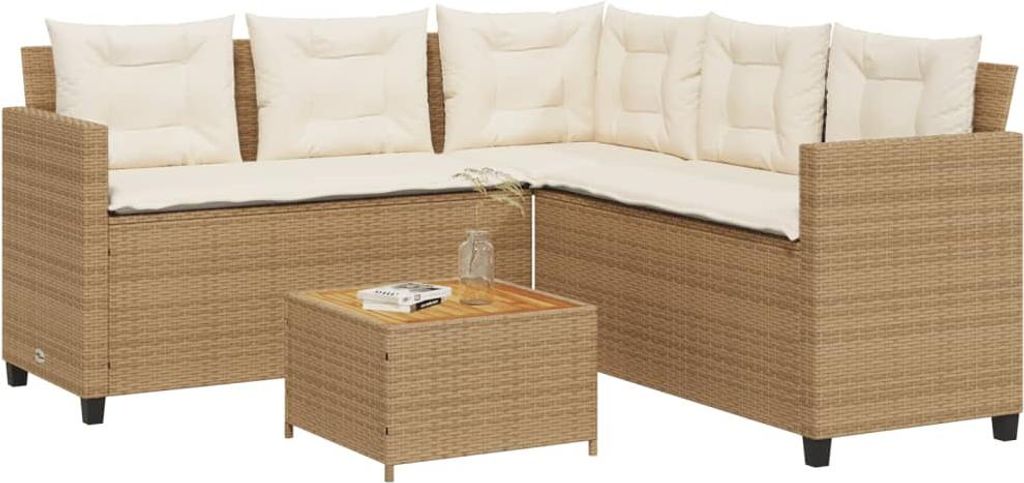 vidaXL Sofa ogrodowa w kształcie litery L ze stolikiem i Zdjęcie produktu 