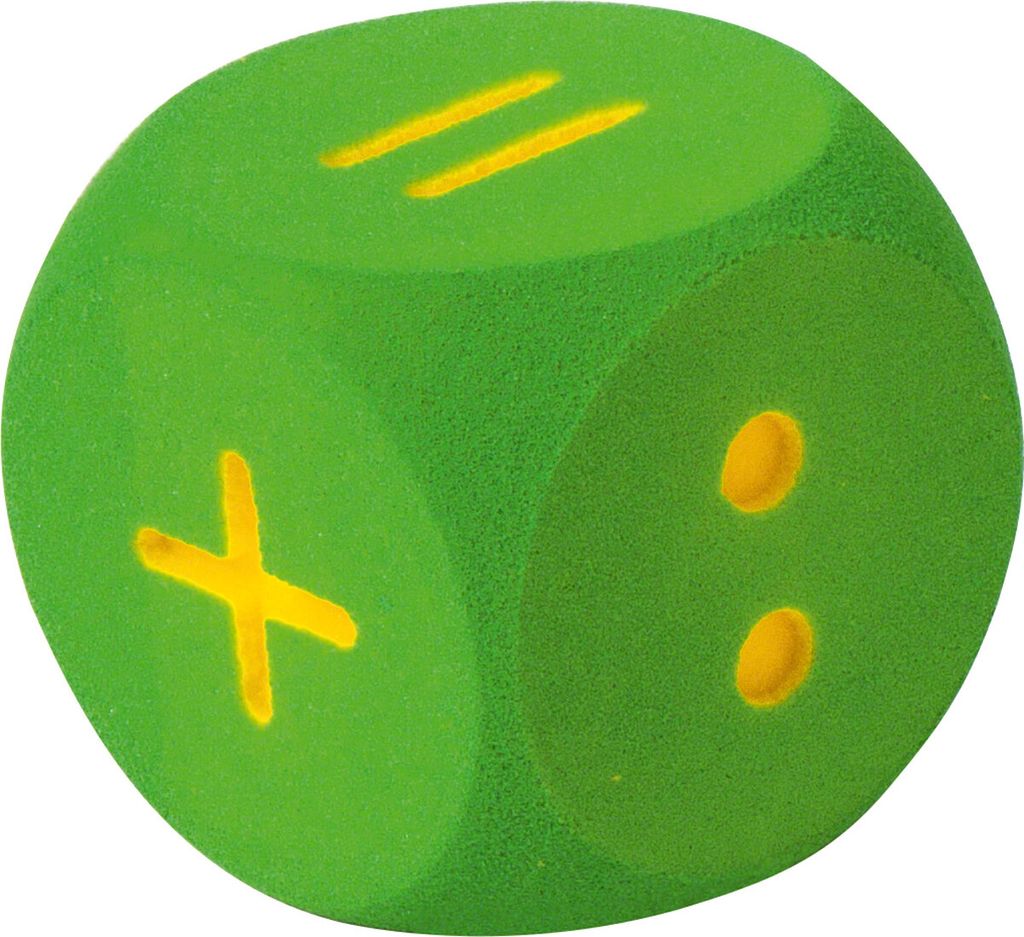 VOLLEY Schaumstoff-Lernwürfel mit Rechenzeichen (=, ·, :, +, >, -), 16x16x16 cm