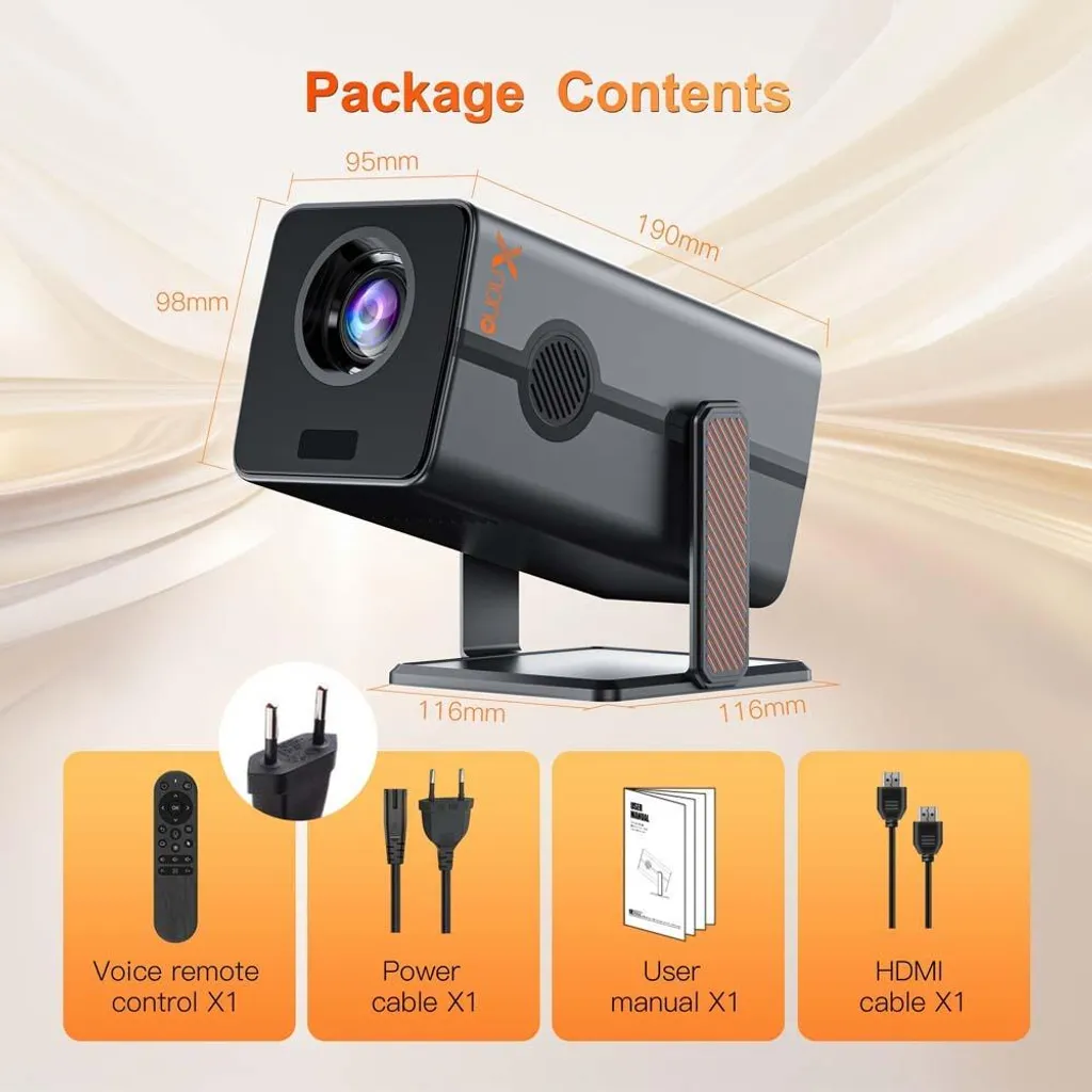 Proiettore INF HM103 4K Support: 1080P Android 13.0 Nero Smart - 2