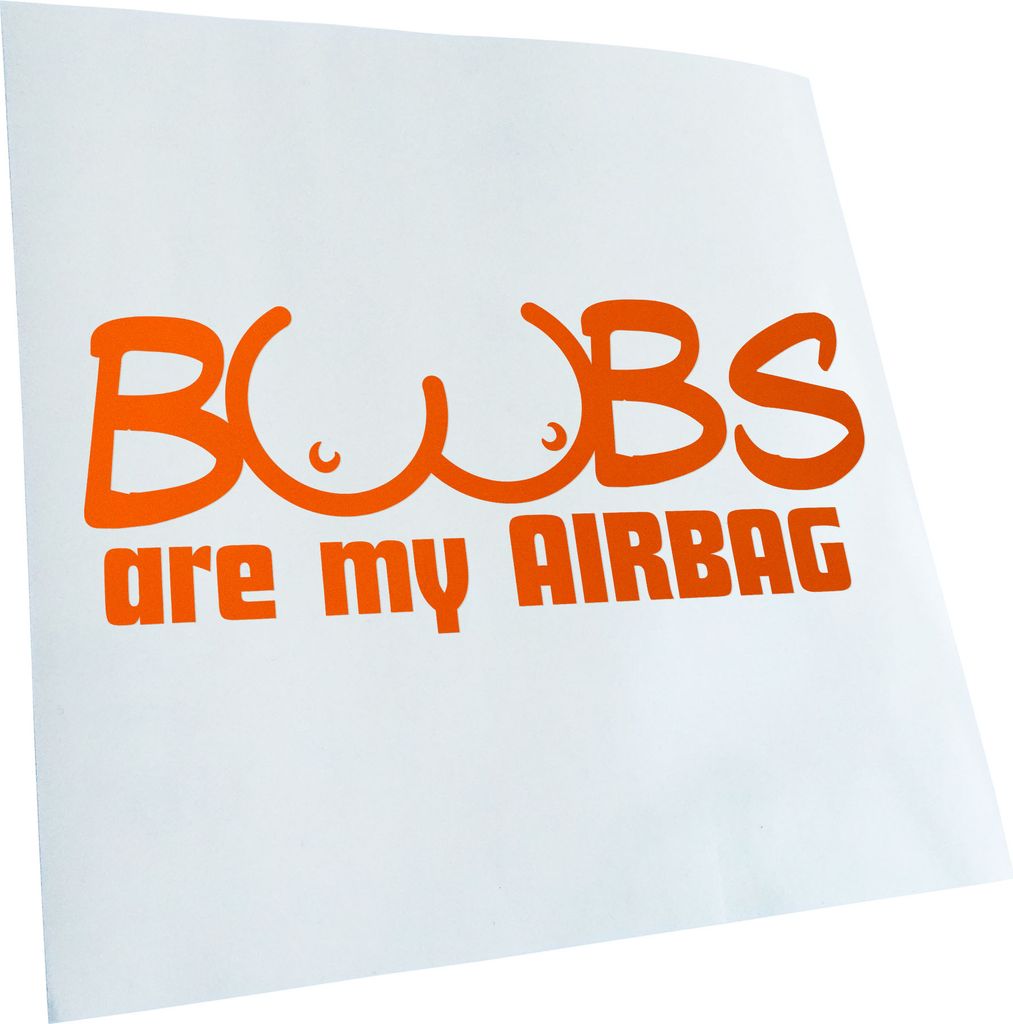 Kiwistar - Autoaufkleber - orange - 30 x 12 cm - Boobs Are My Airbagy - Heckscheibenaufkleber - Aufkleber für Auto Kfz Fahrrad, LKW, Truck Mofa