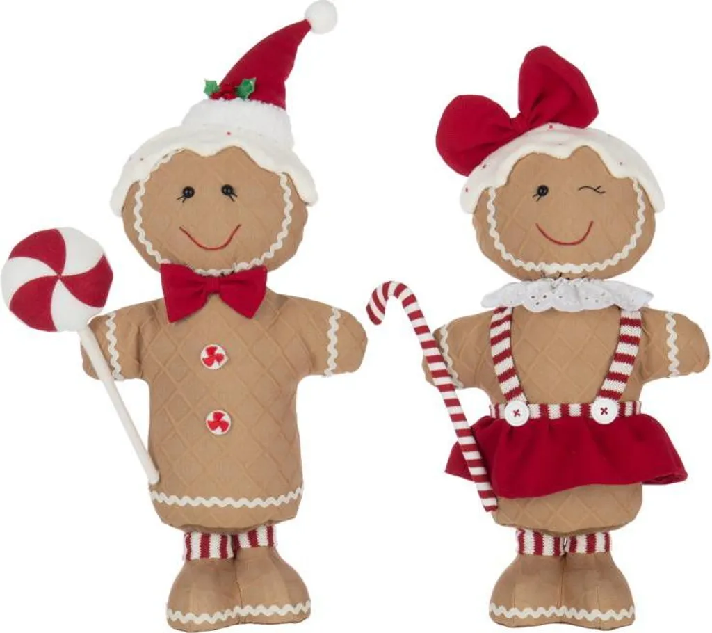 Décorations Pain d'épices Candy J-Line Rouge et Chameau en Polyester x2