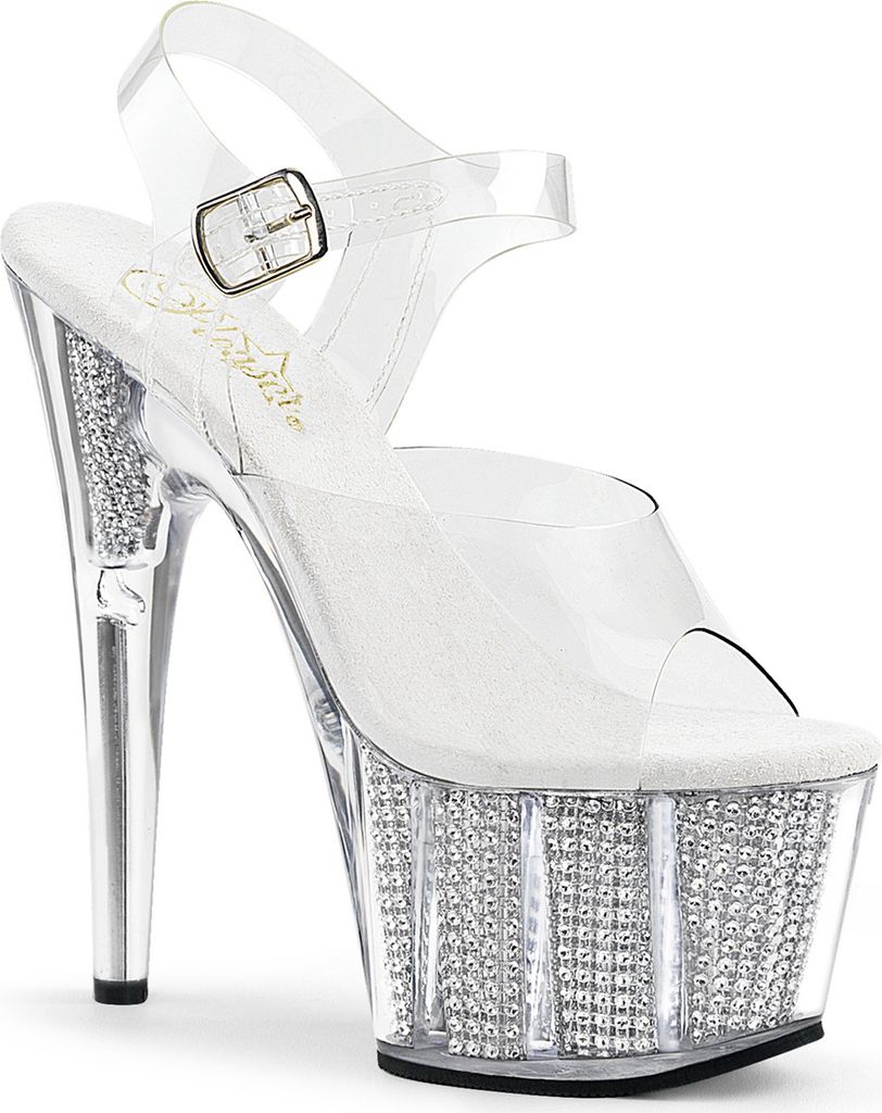 ADORE-708SRS Damen Sandale von Pleaser, Transparent Silber Produktbild 