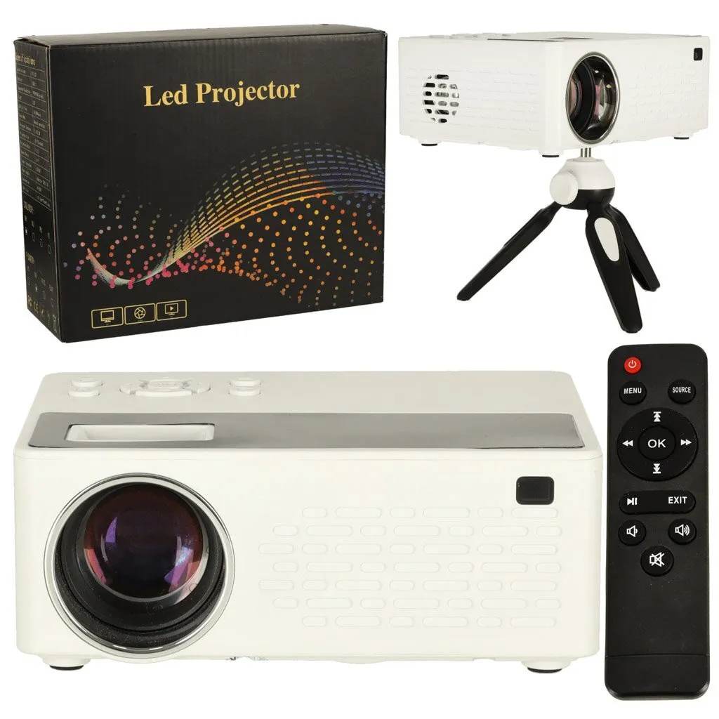 Vidéoprojecteur Enfant LED Portable Full HD avec Port USB Design Blanc