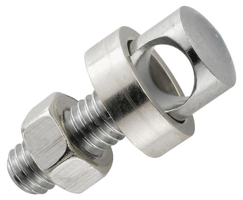 Strebenbolzen M5x12 Messing verzinkt, Loch: Ø 5,35mm, mit Hohlscheibe Ø 11x3.5 mm und Sechskant