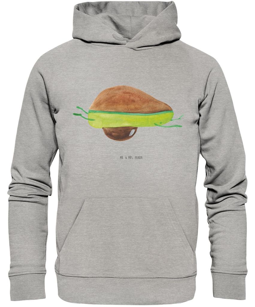 Mr. & Mrs. Panda Bedruckter Hoodie Avocado Yoga Größe S - Heather Grey - Geschenk, Bauch, Pullover, Pulli, Haha, Kapuzenpullover, Humor, Sport, S...