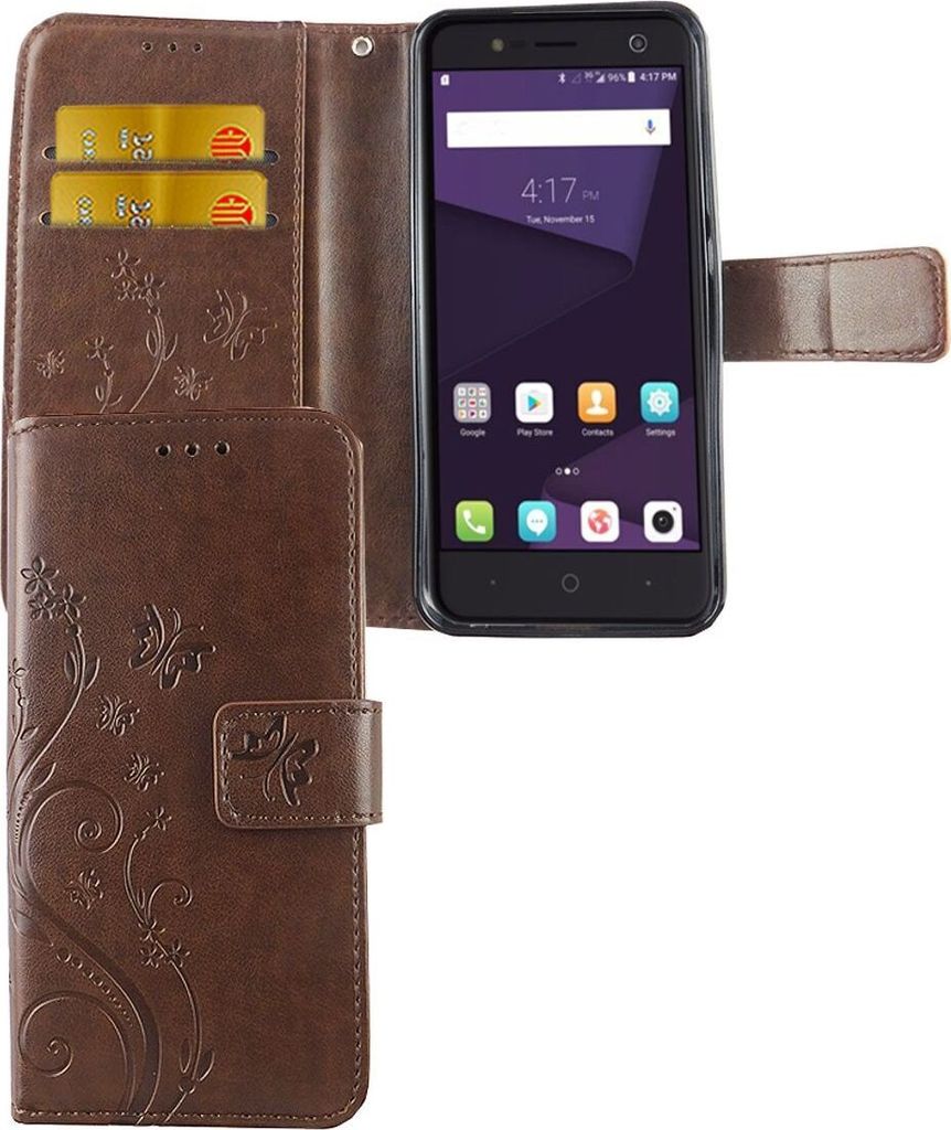 Schutz Hülle Blumen für Handy ZTE Blade V8 Lite Coffee