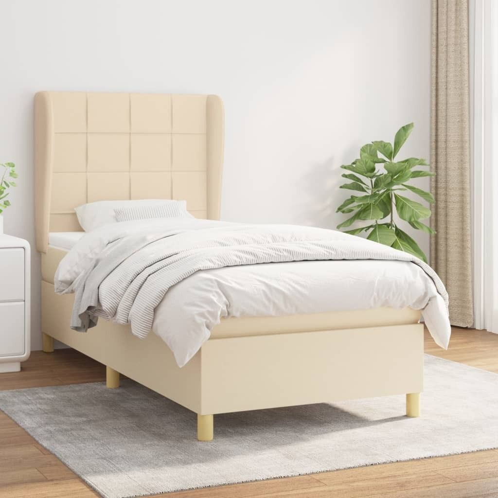 The Living Store Boxspringbett mit Matratze Creme 80x200 cm Stoff