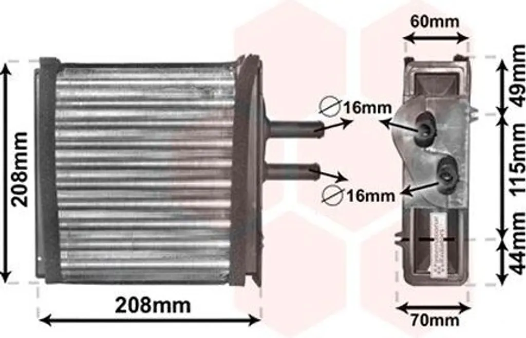 Radiateur de chauffage VAN WEZEL 17006150 anti-buée BARCHETTA