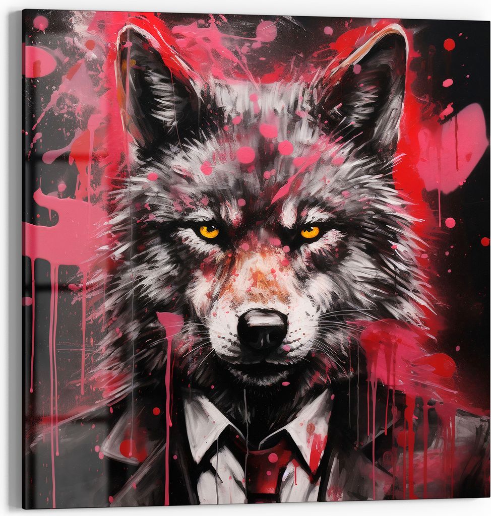 DEQOART Glasbild Echtglas 50x50 cm 'Wilder Geschäftssinn' Wandbild Bild modern Deko