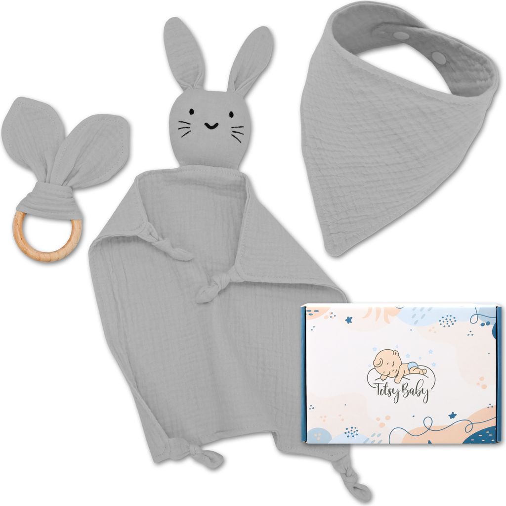 Neugeborenen Musselin Baby Geschenk Schnuffeltuch für Junge & Mädchen babygeschenke zur geburt newborn set fürbabyparty Lätzchen Beißring und ...