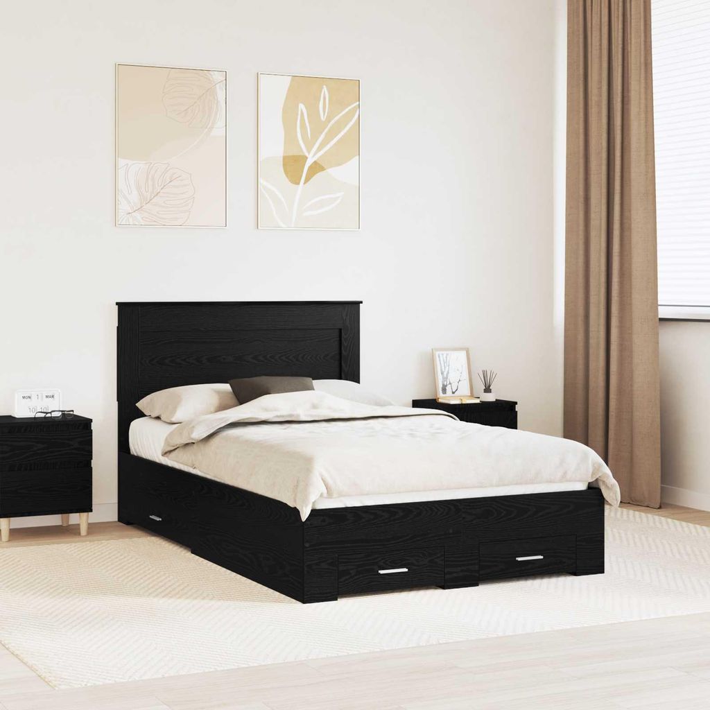 Maison Exclusive - Bettrahmen Schwarz Eichen-Optik 120 x 190 cm Holzwerkstoff