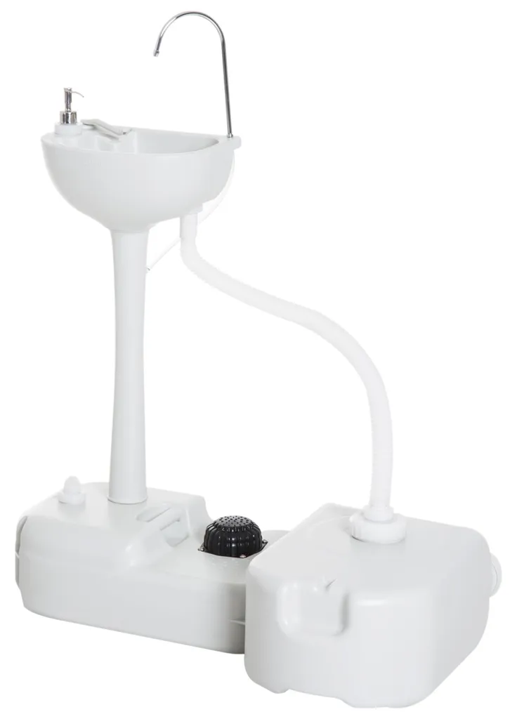 Station de Lavage de Mains Portable 17L Grise avec Pompe à Pied 103cm