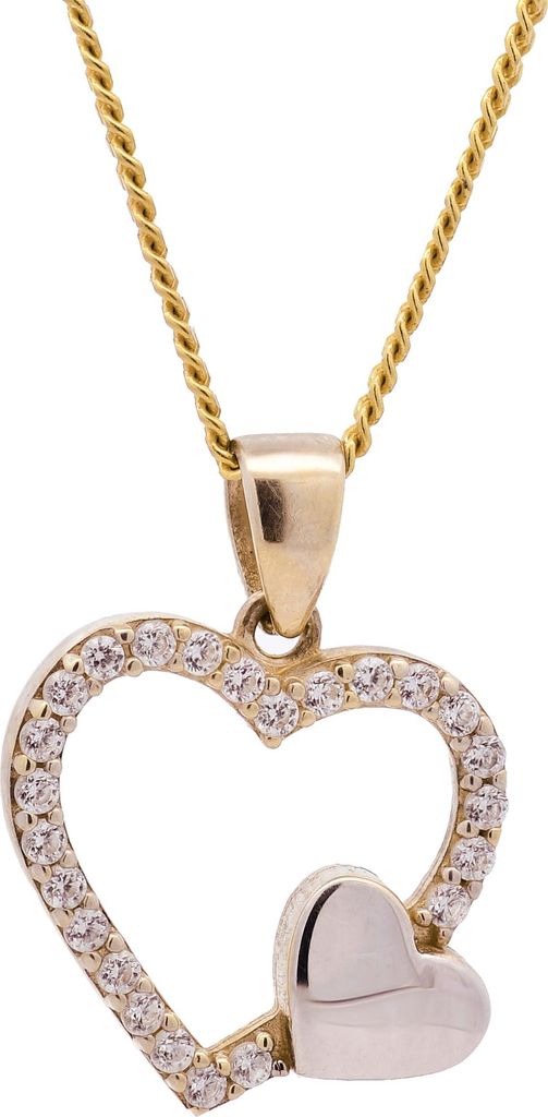 Gold Anhänger Herz Zirkonia mit Goldkette  333-8 Karat Gold Produktbild 