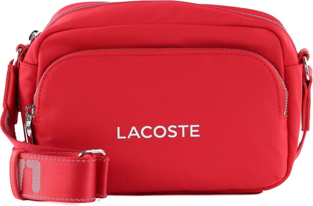 LACOSTE Umhängetasche Schultertasche Active Nylon Crossover Bag Pompier Blanc rot