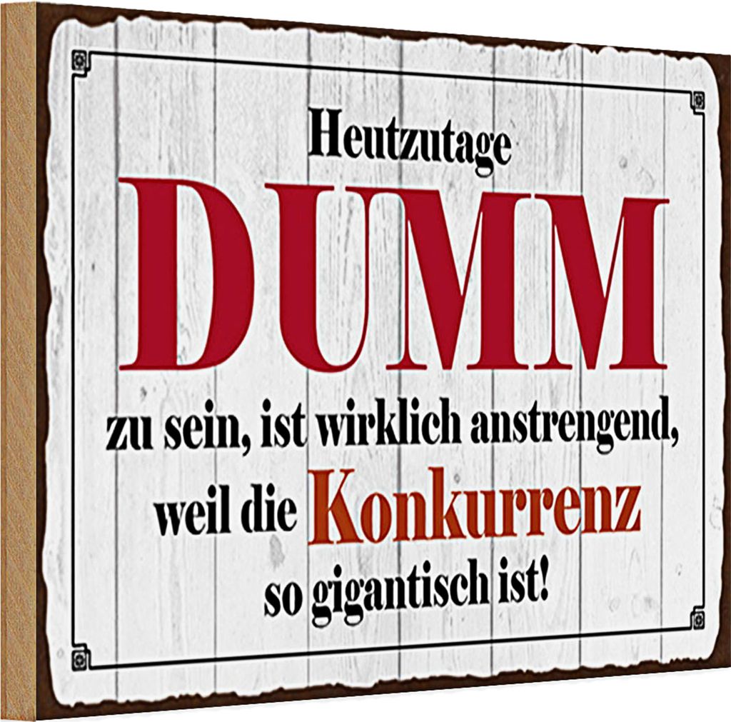 Holzschild Spruch 30x20cm Heutzutage DUMM zu sein ist