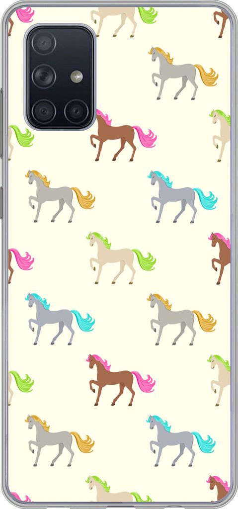 MuchoWow Handyhülle Schutzhülle Hülle für Telefoonhoesje Samsung Galaxy A51 5G Mädchen - Pferde - Muster - Mädchen - Kinder - Kinder Siliko...