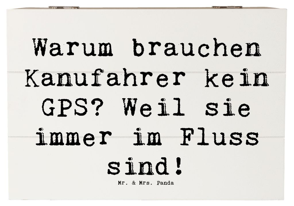 Mr. & Mrs. Panda Kiste Spruch Kanu Lebensweg 22 x 15 cm - Weiß - Geschenk, Paddeln, Teamsport, Sportler, Holzkiste mit Deckel, Fluss, Truhe, Kanuf...