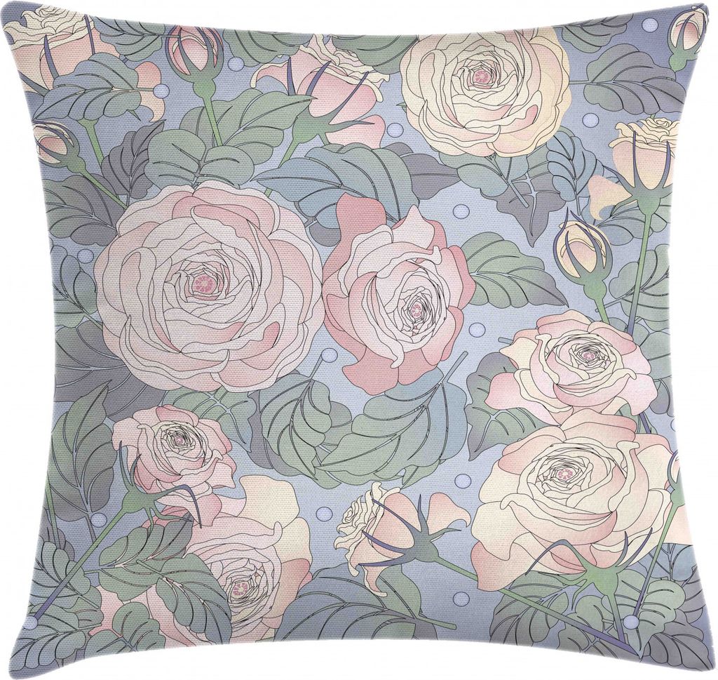 ABAKUHAUS Blumen Kissenbezug, Floral Design Rosa Rosen, Digitaldruck Wasser Resistent Farbfest mit Reißverluß und Waschbarer Kissenhülle, 50 x 5...