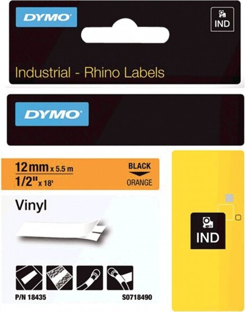 DYMO Vinylband, zur Markierung von Kabeln und Drähten, gelb, 19mm, 5,5m