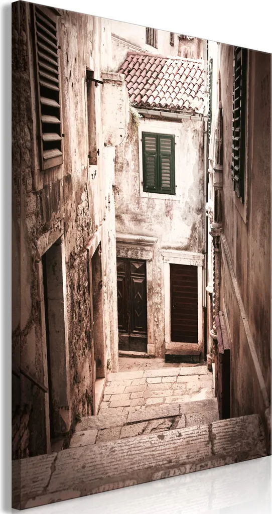 Retro Alley Quadro su Tela 80x120 - Eleganza Urbana Verticale