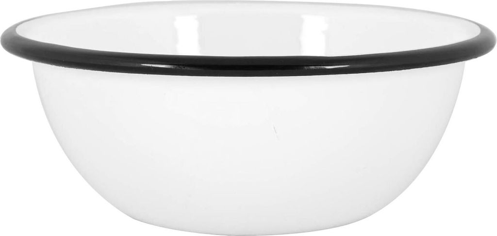 Argon Ta Müslischale aus weißer Emaille – 16 cm – Schwarz