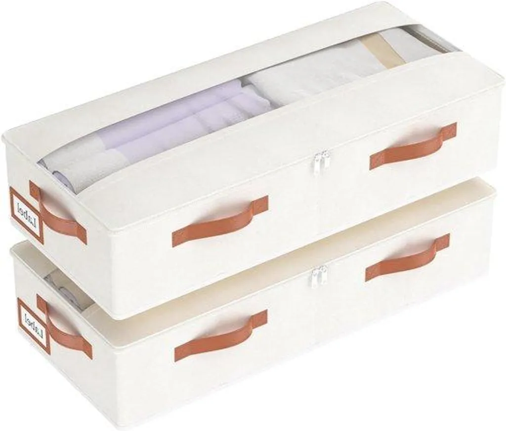 Boîte de rangement sous lit avec couvercle hermétique et poignées