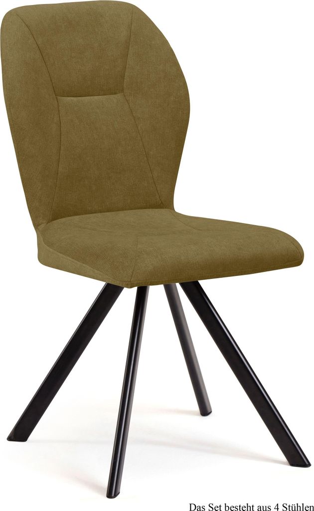 Esszimmerstuhl drehbar (4er-Set) Diana 51x92x60 Schwarz/Olivgrün