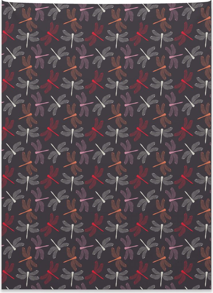 Abakuhaus Libelle Wandteppich, Bunte Silhouetten aus Weiches Mikrofaser Stoff Kein Verblassen Klare Farben Waschbar, 110 x 150 cm, Mehrfarbig