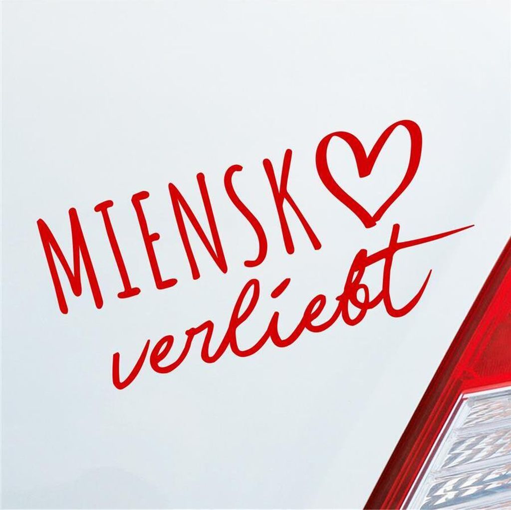Auto Aufkleber Miensk verliebt Herz Stadt Heimat Liebe Car 19x9 cm Rot Sticker Heckscheibenaufkleber